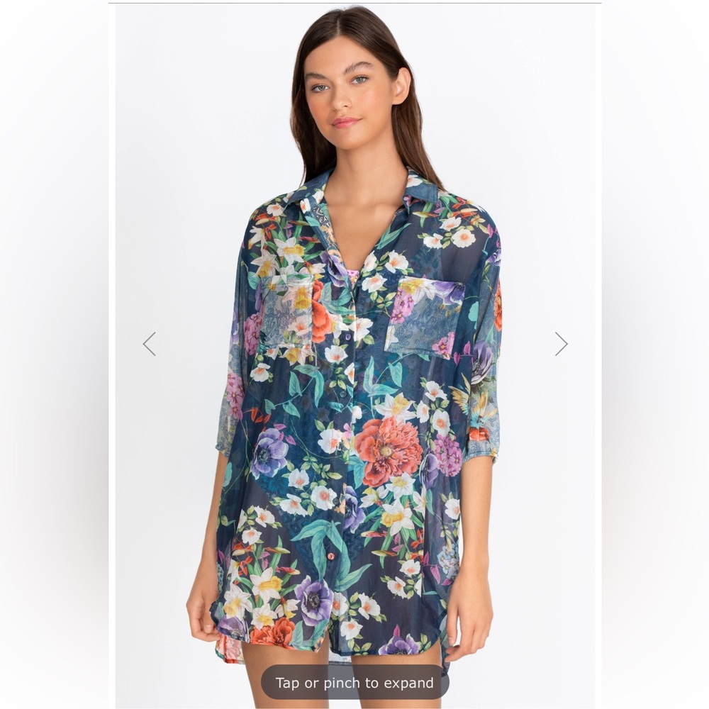 Johnny Was Button Down Swim Cover-Up